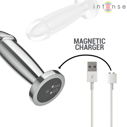 INTENSE - PLUG ANAL 10 VIBRAÇÕES DILDO DE METAL COM CONTROLE REMOTO