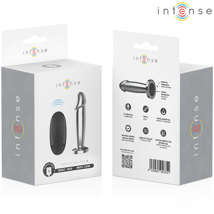 INTENSE - PLUG ANAL 10 VIBRAÇÕES DILDO DE METAL COM CONTROLE REMOTO