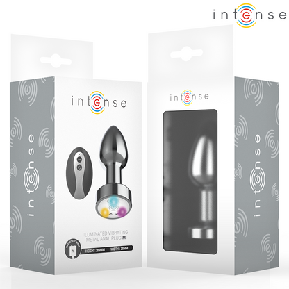 INTENSE - PLUG ANAL DE METAL VIBRANTE COM LUZES LED E CONTROLE REMOTO