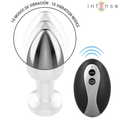 INTENSE - PLUG ANAL DE METAL VIBRANTE COM LUZES LED E CONTROLE REMOTO