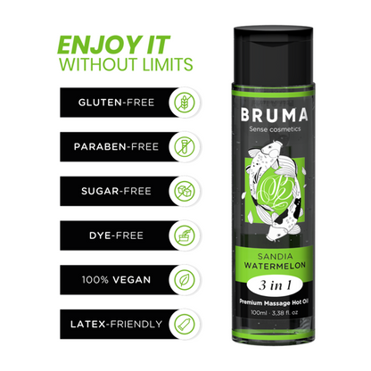 BRUMA ÓLEO DE MASSAGEM PREMIUM EFEITO CALOR SABOR MELANCIA 3 EM 1 - 100 ML