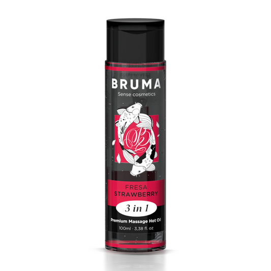 BRUMA ÓLEO DE MASSAGEM PREMIUM EFEITO CALOR SABOR MORANGO 3 EM 1 -100 ML