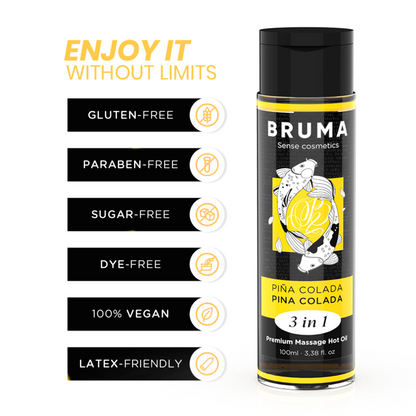 BRUMA ÓLEO DE MASSAGEM PREMIUM EFEITO CALOR SABOR PINA COLADA 3 EM 1 -100 ML